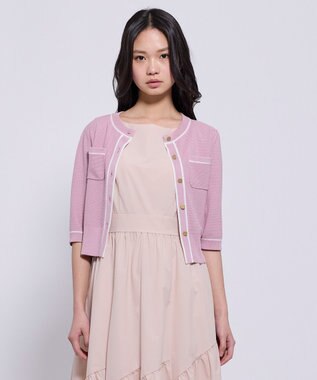 TOCCA HONEYCOMB MESH KNIT カーディガン ピンク系