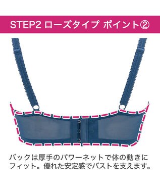 BRADELIS New York 【BRADELIS New York / 育乳補整ブラ・STEP2 寄せる】ローズステップ2ブラ24S1 脇高設計でスッキリ補正 ブルー