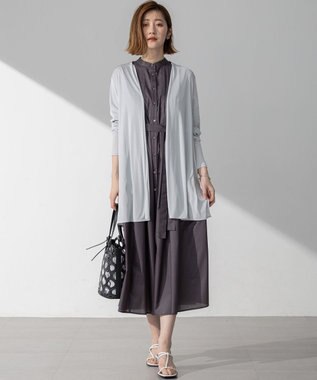 23区 L 【洗える】ラスターローン フロントタック ワンピース グレー系