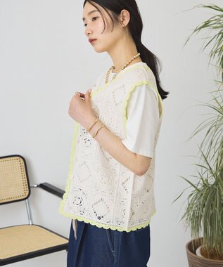 AMERICAN HOLIC クロシェ風ニットベスト Ivory