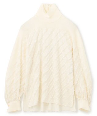 BEIGE， 【洗える】BANKSIA / ニットコンビカットジャカードブラウス Meringue