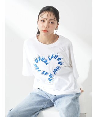 earth music&ecology ラメ刺繍ハートロゴＴ Off White