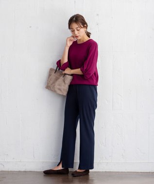 ANY 【福田麻琴さんコラボ】ちょ美っとフレアパンツ ネイビー