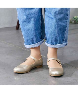 ing 【WEB限定】メリージェーンフラットシューズ ゴールド