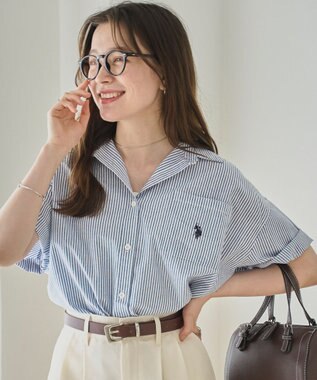 WEGO USPOLOハーフスリーブシャツ ブルーストライプ