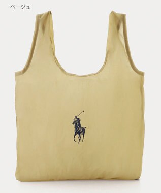 MOONBAT POLO RALPH LAUREN(ポロ ラルフローレン)ポロポニー ポケッタブル レインバッグ Sサイズ 無地 ストラップベルト付き ベージュ