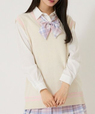 WEGO 【SCHOOLITEM】ラインスクールニットベスト ホワイトその他