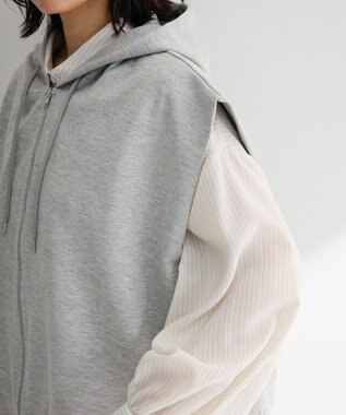 Green Parks フード付ベスト Gray Mixture