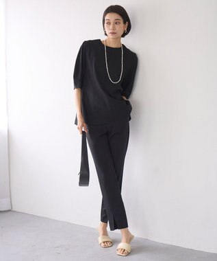 UNFILO リネンレーヨン フォルムブラウス ブラック