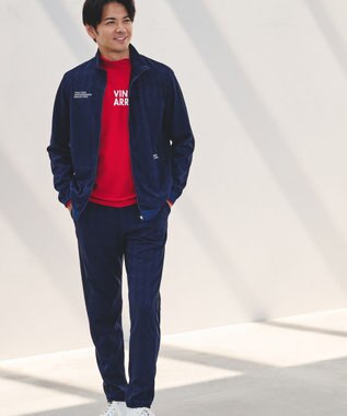 23区GOLF 【MEN】【UVカット】千鳥ジャカードニットブルゾン ネイビー系