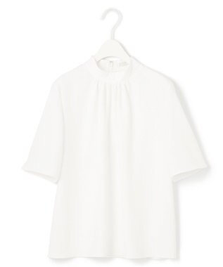ICB L 【洗える】ストレッチジョーゼット ハイネックブラウス オフホワイト系