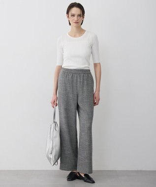 ICB 【先行予約】ライトスラブツイード ワイドパンツ ブラック×オフホワイトミックス