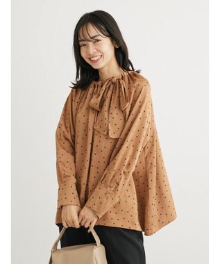 Green Parks Ｂ．ドットリボンブラウス Camel