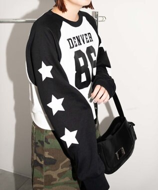 WEGO スターナンバリングラグランスウェット ブラック