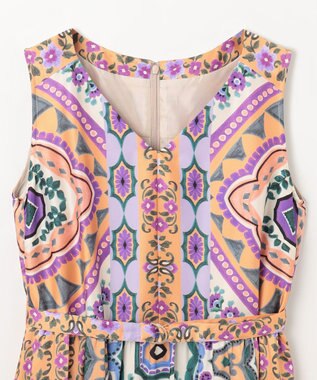 GRACE CONTINENTAL パネルプリントティアードワンピース オレンジ