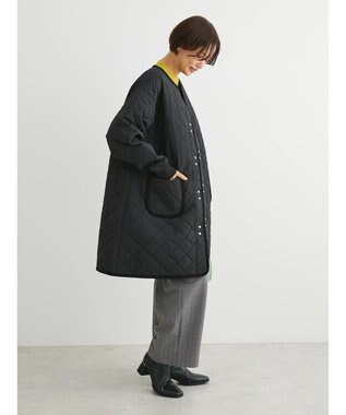 Green Parks キルティングミドル丈コート Black