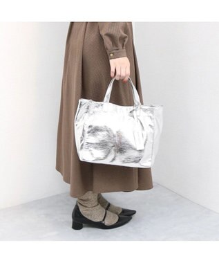 UNBILLION カシュカシュ cachecache / ソフトメタリックショッパートートS シルバー