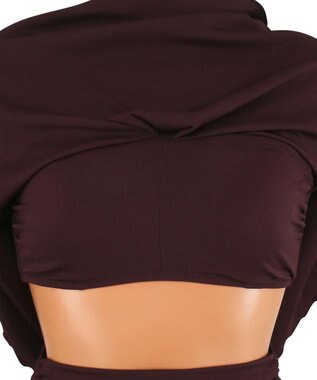 San-ai Resort（三愛水着楽園） インポートファブリック　ワンピ見えハイウエスト　ビキニ ブラウン