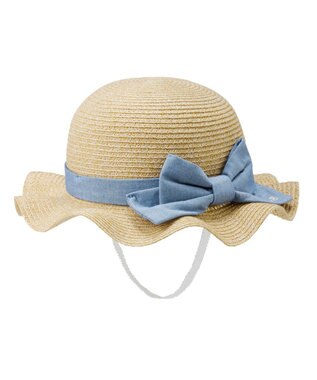 MIKI HOUSE HOT BISCUITS 【48-54cm】 麦わら風 リボン付きハット ベージュ