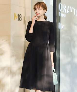 Tiaclasse 【ダブルストレッチ・洗える】フレアワンピース ブラック