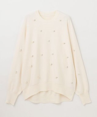 GRACE CONTINENTAL パールドットニットトップ ホワイト