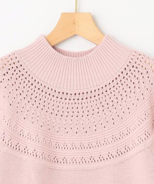 組曲 L 【WEB限定カラーあり】透かし編みバルキーハイネックニット ピンク系