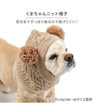 PET PARADISE ペットパラダイス くまちゃん ニット 帽子 中型犬 大型犬 ベージュ