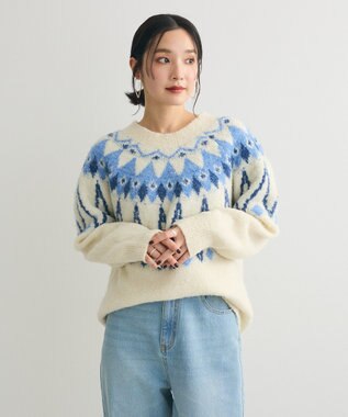 Green Parks 求心柄ニットプルオーバー Off White