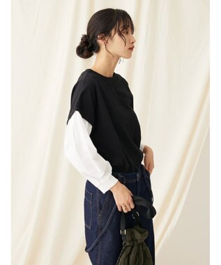 CRAFT STANDARD BOUTIQUE ９分袖ショルダータックプルオーバー Black