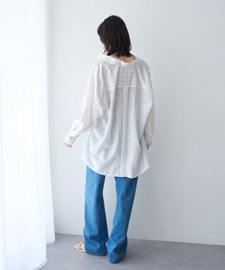 YECCA VECCA バック釦シアーシャツ Stripe