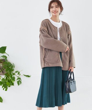 Tiaclasse アラン柄ニットフレアスカート ターコイズ