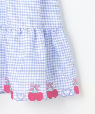 ANY KIDS ギンガム ドッキングワンピース サックスブルー系