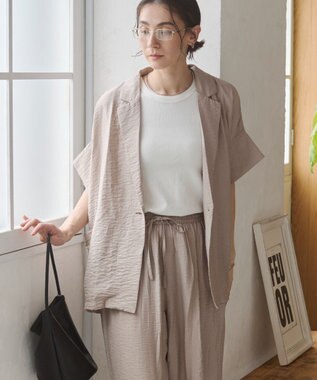 WEGO 【ANGIE VINTAGE】接触冷感半袖ジャケット ライトグレー