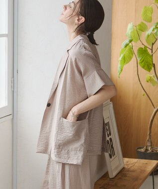 WEGO 【ANGIE VINTAGE】接触冷感半袖ジャケット ライトグレー