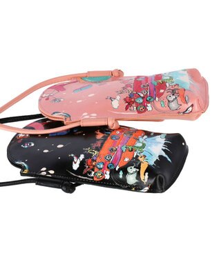 tsumori chisato CARRY バルーンに乗って ポシェット ショルダー スマホケース  【アニマルプリント＆刺繍】 ピンク