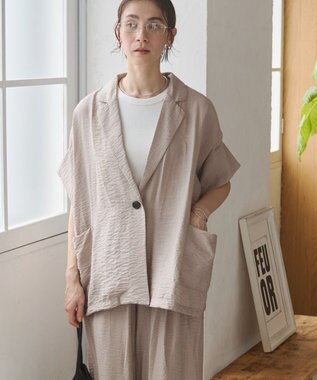 WEGO 【ANGIE VINTAGE】接触冷感半袖ジャケット ライトグレー