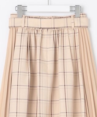 Feroux 【洗える】プリーツコンビチェック スカート ベージュ系3