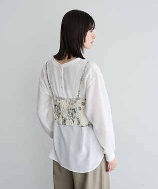 YECCA VECCA スカーフ柄オーバーキャミ Black