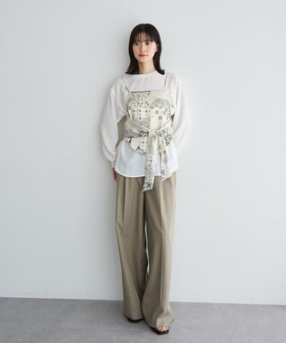 YECCA VECCA スカーフ柄オーバーキャミ Black