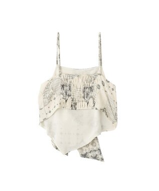 YECCA VECCA スカーフ柄オーバーキャミ Black