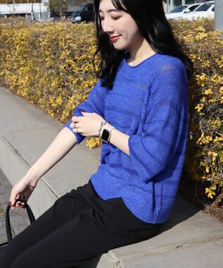 AMERICAN HOLIC 透かし編みニットプルオーバー Blue