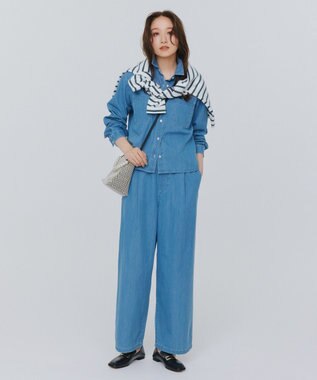 J.PRESS LADIES 【洗える】5ozバージラコンパクト デニムシャツ ユーズド系