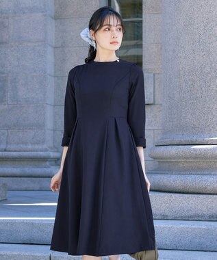 Tiaclasse 【ダブルストレッチ・洗える】フレアワンピース ネイビー