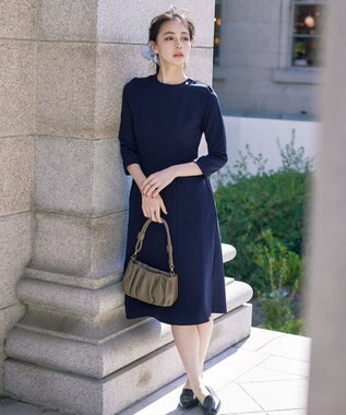 Tiaclasse 【ダブルストレッチ・洗える】フレアワンピース ネイビー