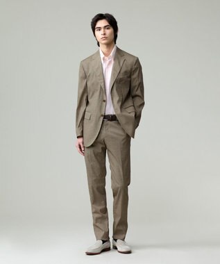 J.PRESS MEN 感動！？上品な見た目に着心地抜群なセットアップ【MECHANICAL】【超軽量 / 清涼感 / 洗える】ハイパワーストレッチ リネンルックパンツ ベージュ系