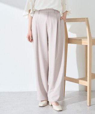 earth music&ecology タックストレートパンツ Beige