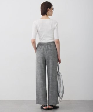 ICB L 【先行予約】ライトスラブツイード ワイドパンツ ブラック×オフホワイトミックス