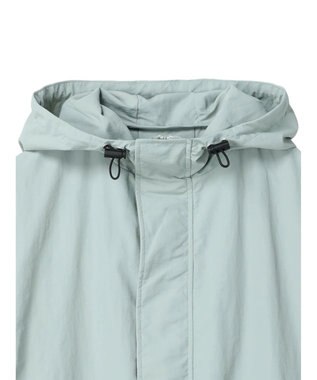 Green Parks フーデットロングコート Blue Green