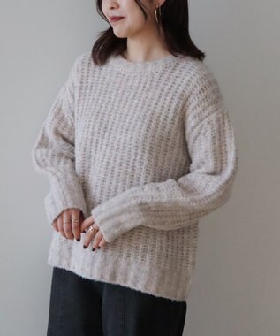 Green Parks ざっくりローゲージニットプルオーバー Gray