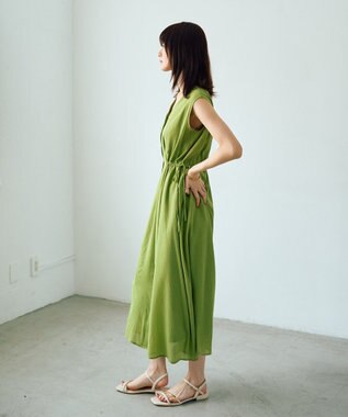 YECCA VECCA ドライタッチシアードロストワンピース Lime Green